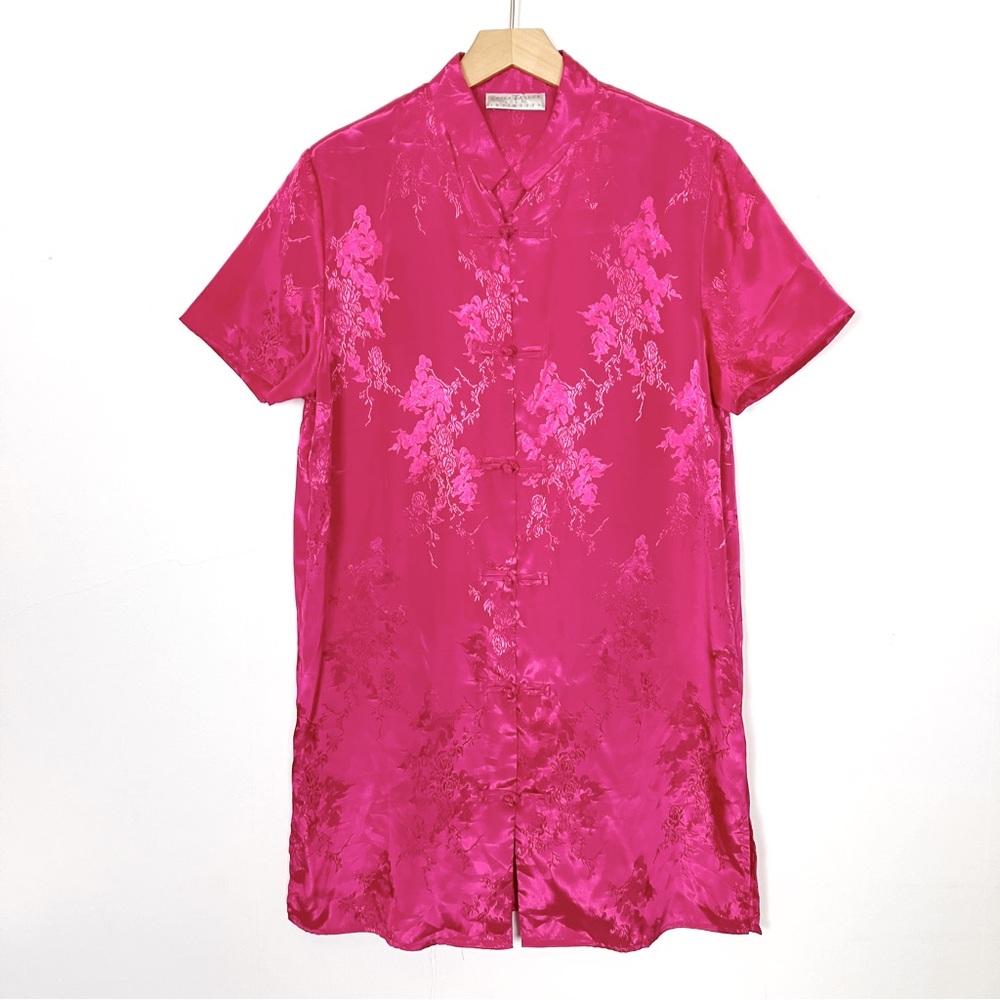 Vintage Chinoiserie Mandarin-collared Chemise